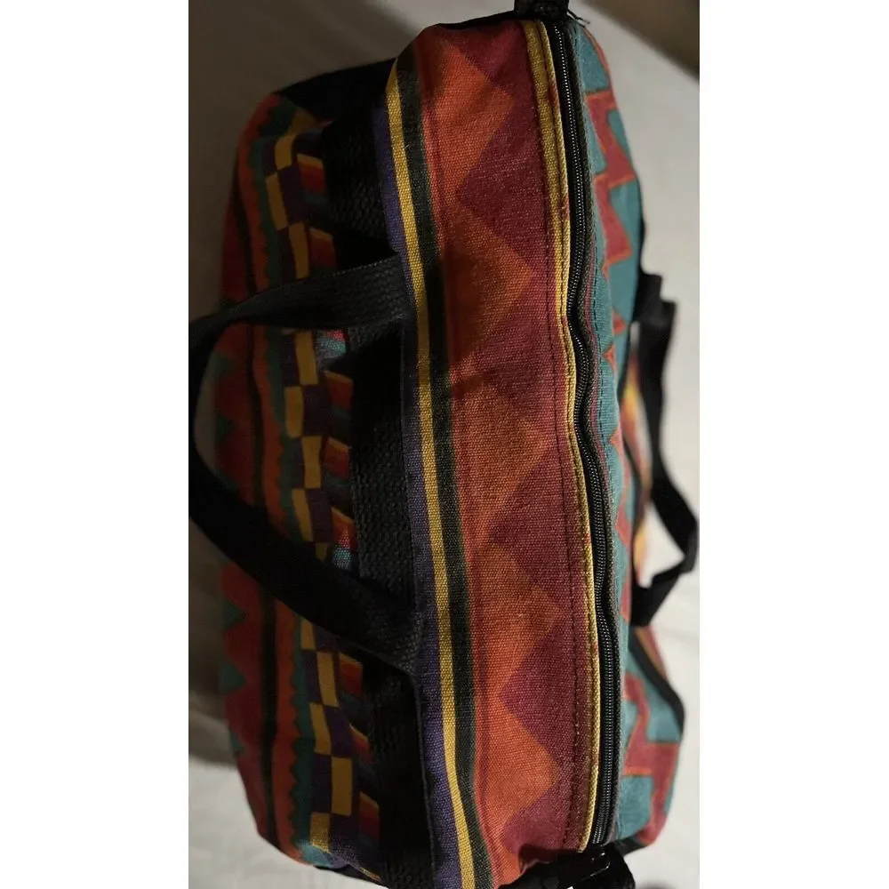 Vintage Fabriko Geometric Aztec Design Canvas  Duffle Bag 16